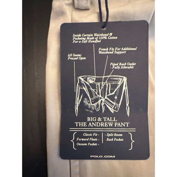 Polo Ralph Lauren Mens Classic Fit Andrew Pant 38T-36 Big & Tall 100% Cotton Bei - Picture 4 of 10